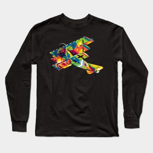 Fokker Dr I Flying in Pop Art Long Sleeve T-Shirt